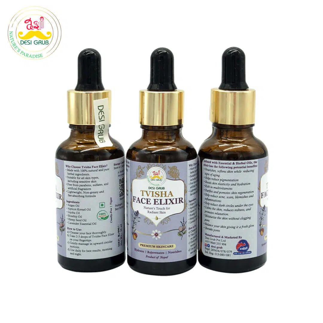 5- Tvisha Face Elixir 30 ml Desi Grub Tvisha Face Elixir 30ml – Plant-Based Face Oil for Hydrated, Youthful Skin | Natural Glow & Fine Line Care