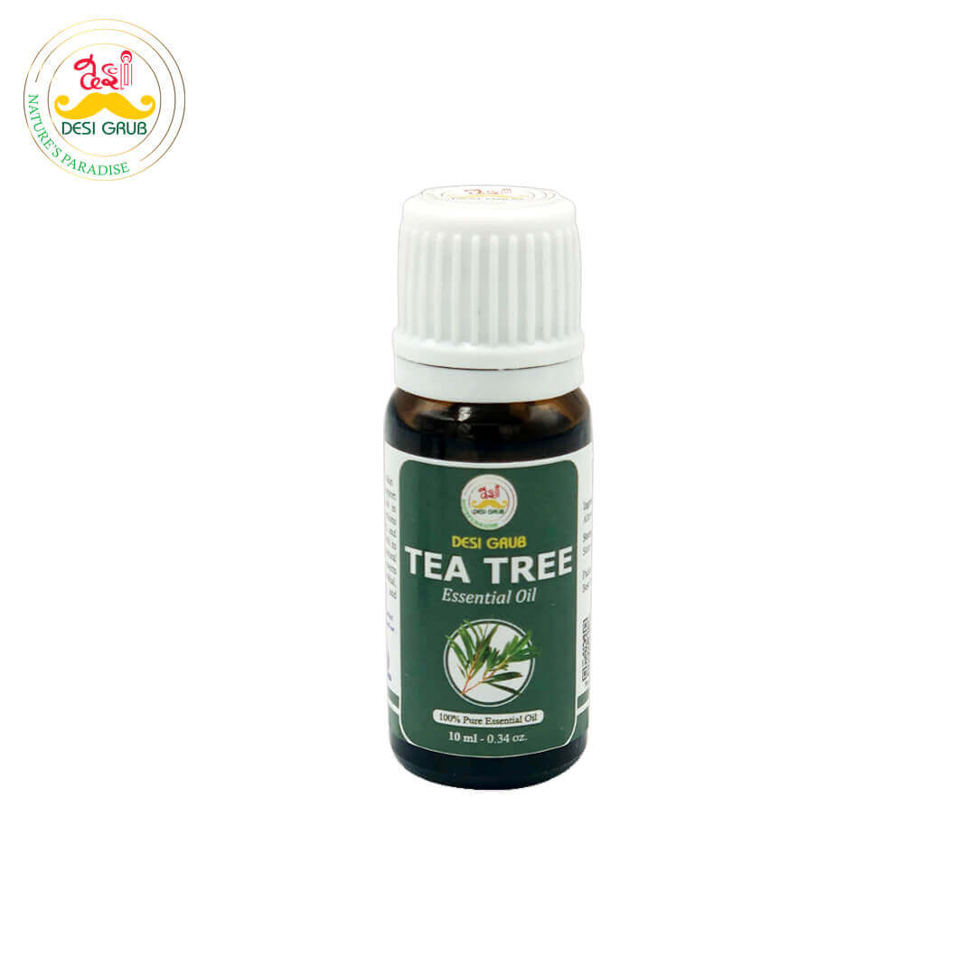 4-Tea Tree Essential Oil Desi Grub Tea Tree Essential Oil 10ml | Pure & Powerful Remedy for Skin, Scalp, and Natural Défense