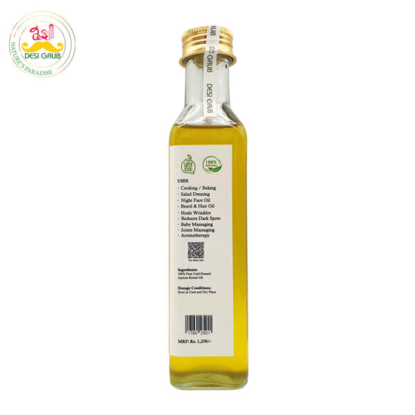 Desi Grub Apricot Kernel Oil 250ml: Extra Virgin, Cold-Pressed, Edible, High Himalayan