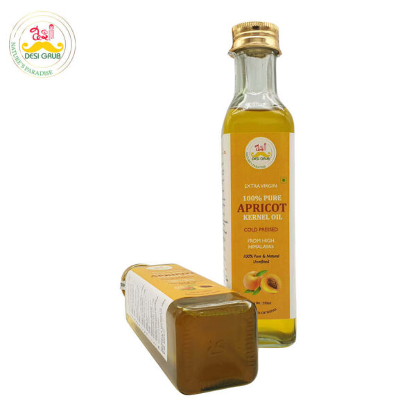 Desi Grub Apricot Kernel Oil 250ml: Extra Virgin, Cold-Pressed, Edible, High Himalayan