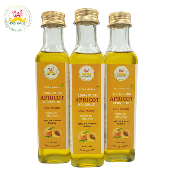 Desi Grub Apricot Kernel Oil 250ml: Extra Virgin, Cold-Pressed, Edible, High Himalayan