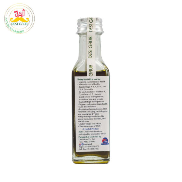 Desi Grub Hemp Seed Oil 60 ml: 100% Pure, Cold Pressed from Nepal Himalayas