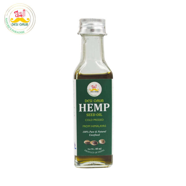 Desi Grub Hemp Seed Oil 60 ml: 100% Pure, Cold Pressed from Nepal Himalayas