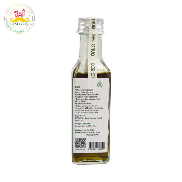 Desi Grub Hemp Seed Oil 60 ml: 100% Pure, Cold Pressed from Nepal Himalayas