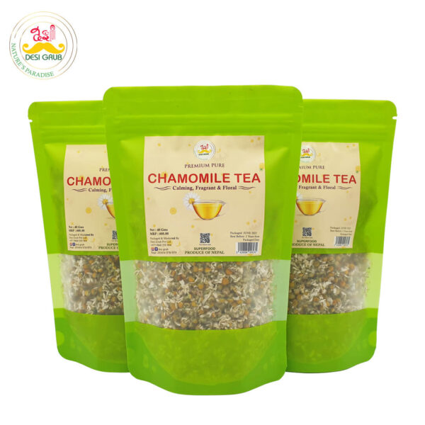 Desi Grub Premium Chamomile Flower Tea 40g: Pure Whole Flower Buds for Sleep and Stress Relief | Caffeine-Free Herbal Tisane