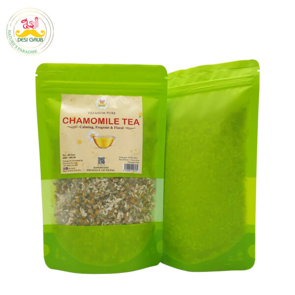 Desi Grub Premium Chamomile Flower Tea 40g: Pure Whole Flower Buds for Sleep and Stress Relief | Caffeine-Free Herbal Tisane