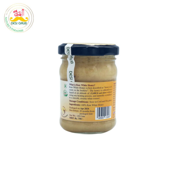 Desi Grub Raw White Honey 130 Gms | Apis Cerena | High Himalayan Unpasteurized & Unfiltered