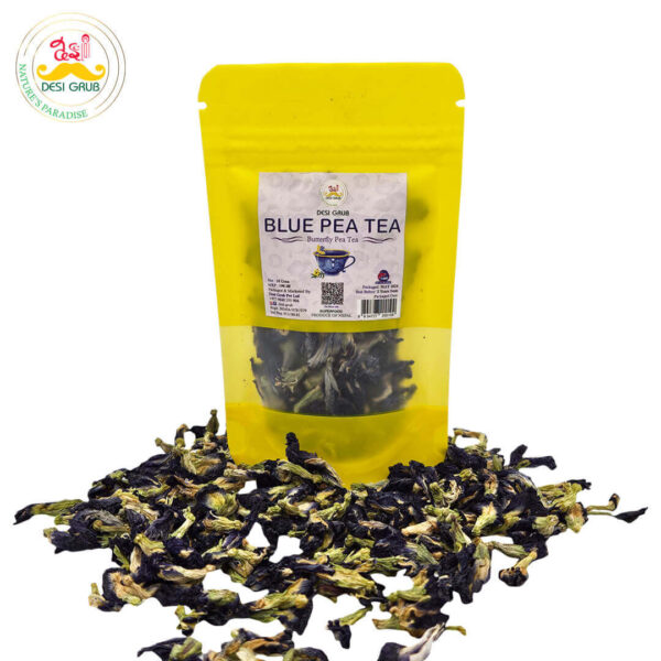 Desi Grub Blue Pea Tea 10 Gms | Butterfly Pea Flower Tisane: Natural Elixir for relaxation and Wellness