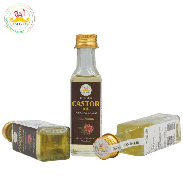 Desi Grub Castor Oil 60ml | Cold-Pressed, Natural Laxative, Skincare, and Hair Growth Solution