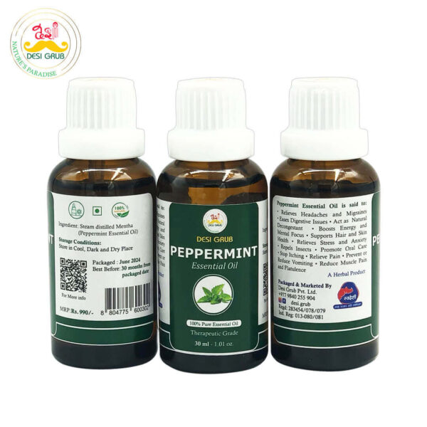 Desi Grub Peppermint Essential Oil 30ml Dropper| Pure & Natural Aromatherapy Oil