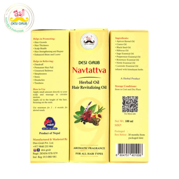 Desi Grub Navtattva Hair Revitalizing Oil 100ml - Growth Thickness Stress Relief