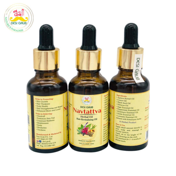 Desi Grub Navtattva Hair Revitalizing Oil 30ml - Growth Thickness Stress Relief